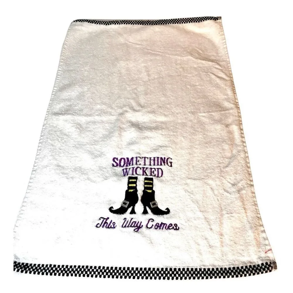 Set of 2 “Something Wicked This Way Comes” Witch Feet Tea Towels 100% Cotton